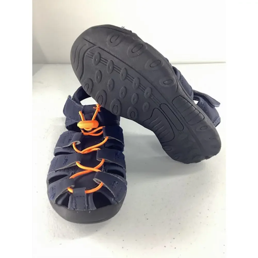 Gymboree Boys Black & Orange Drawstring Sandals Kids Youth Size 1